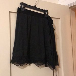 Free People Black Silk Wrap Skirt